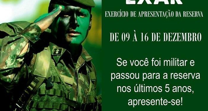 Jovens da Reserva do Exército devem realizar o EXAR até o dia 16